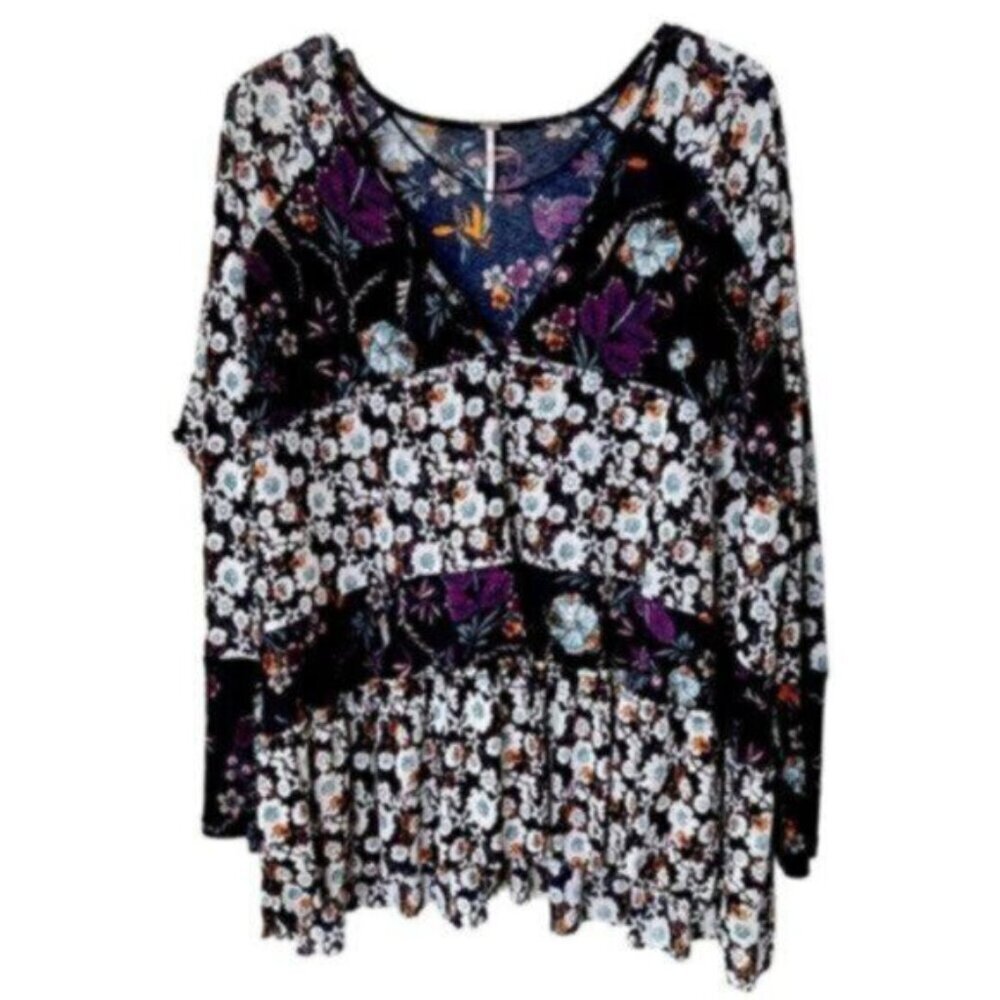 Free People | Blue Swing Floral Print Tunic Dress Size Small